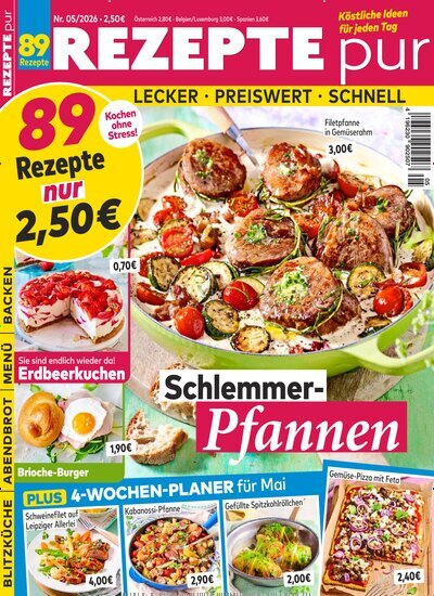 Titelbild der Ausgabe 5/2026 von Rezepte pur. Diese Zeitschrift und viele weitere Kochzeitschriften und Backzeitschriften als Abo oder epaper bei United Kiosk online kaufen.