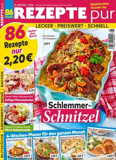 Titelbild der Ausgabe 8/2025 von Rezepte pur. Diese Zeitschrift und viele weitere Kochzeitschriften und Backzeitschriften als Abo oder epaper bei United Kiosk online kaufen.
