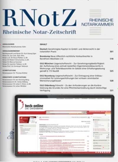 Titelbild der Ausgabe 3/2024 von Rheinische Notar-Zeitschrift (RNotZ). Diese Zeitschrift und viele weitere Jurazeitschriften und Zeitschriften für Verwaltung als Abo oder epaper bei United Kiosk online kaufen.