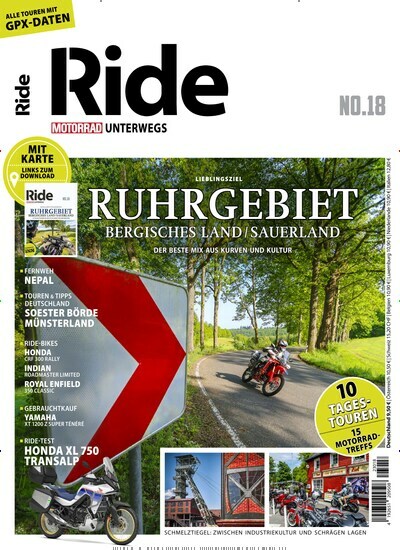 Titelbild der Ausgabe 18/2023 von Ride - Motorrad unterwegs. Diese Zeitschrift und viele weitere Automagazine und Motorradzeitschriften als Abo oder epaper bei United Kiosk online kaufen.