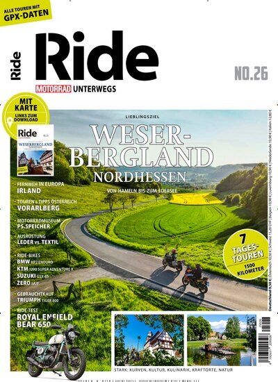 Titelbild der Ausgabe 26/2025 von Ride - Motorrad unterwegs. Diese Zeitschrift und viele weitere Automagazine und Motorradzeitschriften als Abo oder epaper bei United Kiosk online kaufen.