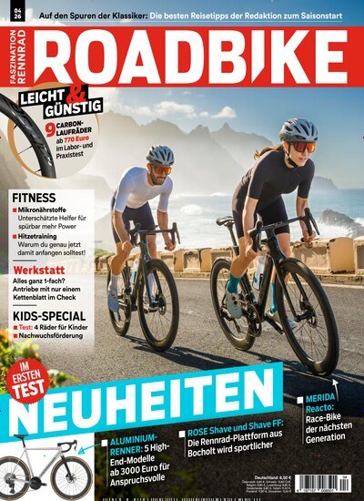 Titelbild der Ausgabe 4/2026 von RoadBike. Diese Zeitschrift und viele weitere Sportmagazine als Abo oder epaper bei United Kiosk online kaufen.