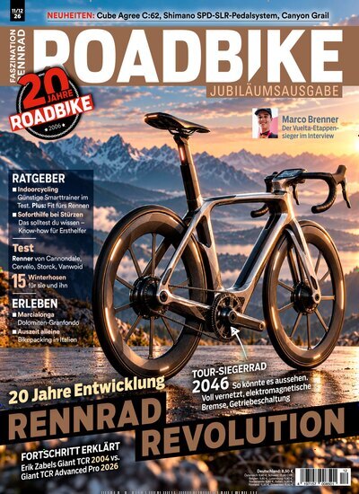 Titelbild der Ausgabe 12/2026 von RoadBike. Diese Zeitschrift und viele weitere Sportmagazine als Abo oder epaper bei United Kiosk online kaufen.