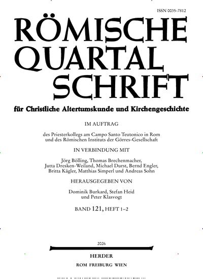 Titelbild der Ausgabe 2/2026 von Römische Quartalschrift. Diese Zeitschrift und viele weitere Kunstmagazine und Kulturmagazine als Abo oder epaper bei United Kiosk online kaufen.