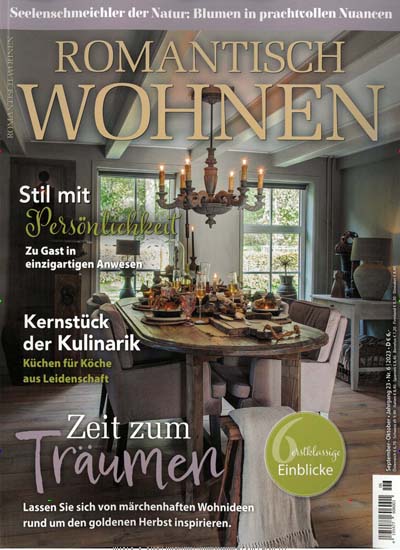 Titelbild der Ausgabe 6/2023 von Romantisch Wohnen. Diese Zeitschrift und viele weitere Gartenzeitschriften und Wohnzeitschriften als Abo oder epaper bei United Kiosk online kaufen.