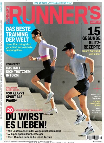 Titelbild der Ausgabe 8/2025 von Runners World. Diese Zeitschrift und viele weitere Sportmagazine als Abo oder epaper bei United Kiosk online kaufen.
