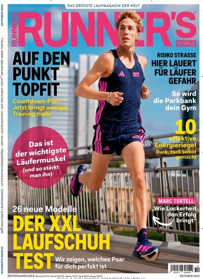 Titelbild der Ausgabe 10/2025 von Runners World. Diese Zeitschrift und viele weitere Sportmagazine als Abo oder epaper bei United Kiosk online kaufen.