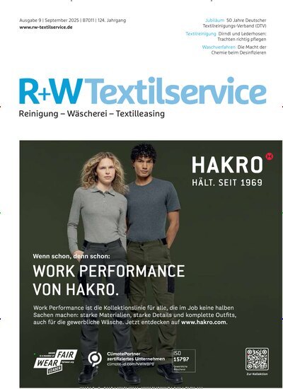 Titelbild der Ausgabe 9/2025 von R+W Textilservice. Diese Zeitschrift und viele weitere Gastronomiezeitschriften, Fashionmagazine, Beautymagazine als Abo oder epaper bei United Kiosk online kaufen.