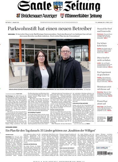 Titelbild der Ausgabe 4/2026 von Saale Zeitung. Diese Zeitschrift und viele weitere Zeitungsabos als Abo oder epaper bei United Kiosk online kaufen.