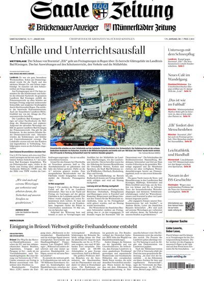 Titelbild der Ausgabe 7/2026 von Saale Zeitung. Diese Zeitschrift und viele weitere Zeitungsabos als Abo oder epaper bei United Kiosk online kaufen.