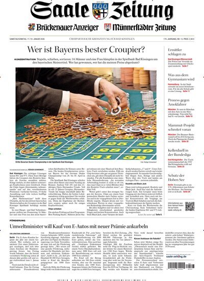 Titelbild der Ausgabe 13/2026 von Saale Zeitung. Diese Zeitschrift und viele weitere Zeitungsabos als Abo oder epaper bei United Kiosk online kaufen.