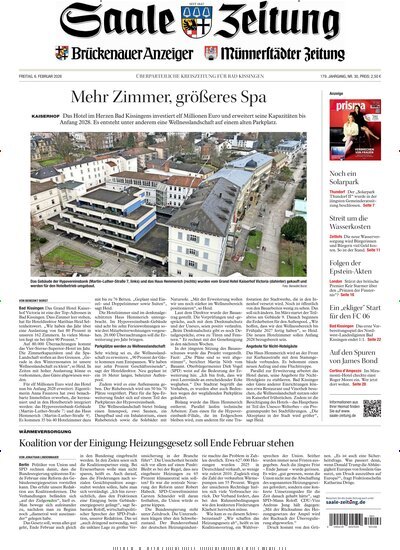 Titelbild der Ausgabe 30/2026 von Saale Zeitung. Diese Zeitschrift und viele weitere Zeitungsabos als Abo oder epaper bei United Kiosk online kaufen.