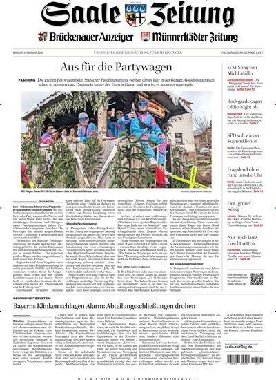 Titelbild der Ausgabe 32/2026 von Saale Zeitung. Diese Zeitschrift und viele weitere Zeitungsabos als Abo oder epaper bei United Kiosk online kaufen.
