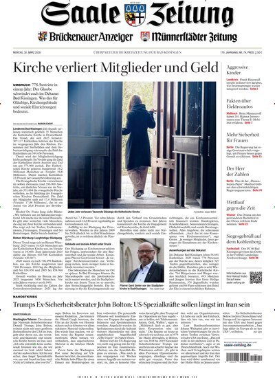 Titelbild der Ausgabe 74/2026 von Saale Zeitung. Diese Zeitschrift und viele weitere Zeitungsabos als Abo oder epaper bei United Kiosk online kaufen.