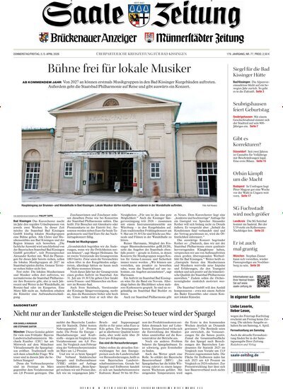Titelbild der Ausgabe 77/2026 von Saale Zeitung. Diese Zeitschrift und viele weitere Zeitungsabos als Abo oder epaper bei United Kiosk online kaufen.