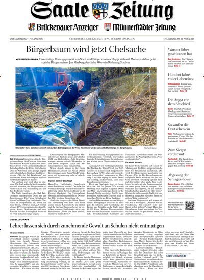 Titelbild der Ausgabe 83/2026 von Saale Zeitung. Diese Zeitschrift und viele weitere Zeitungsabos als Abo oder epaper bei United Kiosk online kaufen.
