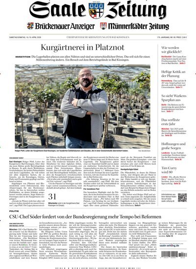 Titelbild der Ausgabe 89/2026 von Saale Zeitung. Diese Zeitschrift und viele weitere Zeitungsabos als Abo oder epaper bei United Kiosk online kaufen.