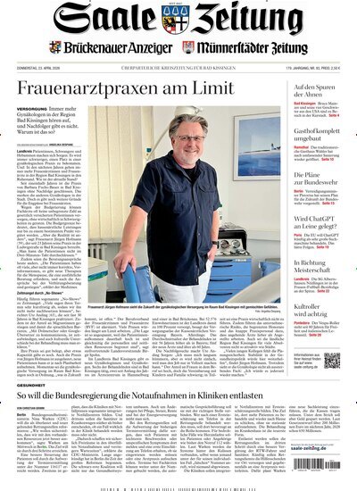 Titelbild der Ausgabe 93/2026 von Saale Zeitung. Diese Zeitschrift und viele weitere Zeitungsabos als Abo oder epaper bei United Kiosk online kaufen.