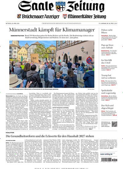 Titelbild der Ausgabe 98/2026 von Saale Zeitung. Diese Zeitschrift und viele weitere Zeitungsabos als Abo oder epaper bei United Kiosk online kaufen.