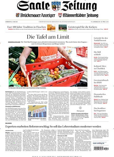 Titelbild der Ausgabe 105/2025 von Saale Zeitung. Diese Zeitschrift und viele weitere Zeitungsabos als Abo oder epaper bei United Kiosk online kaufen.