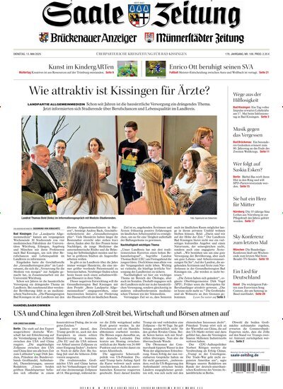 Titelbild der Ausgabe 109/2025 von Saale Zeitung. Diese Zeitschrift und viele weitere Zeitungsabos als Abo oder epaper bei United Kiosk online kaufen.