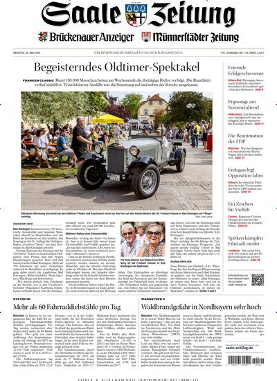 Titelbild der Ausgabe 118/2026 von Saale Zeitung. Diese Zeitschrift und viele weitere Zeitungsabos als Abo oder epaper bei United Kiosk online kaufen.