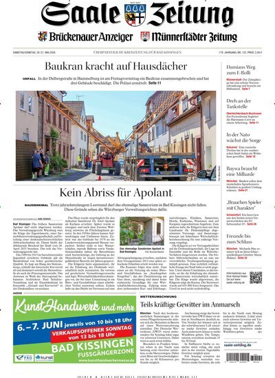 Titelbild der Ausgabe 122/2026 von Saale Zeitung. Diese Zeitschrift und viele weitere Zeitungsabos als Abo oder epaper bei United Kiosk online kaufen.