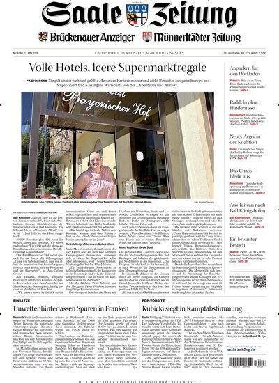 Titelbild der Ausgabe 123/2026 von Saale Zeitung. Diese Zeitschrift und viele weitere Zeitungsabos als Abo oder epaper bei United Kiosk online kaufen.
