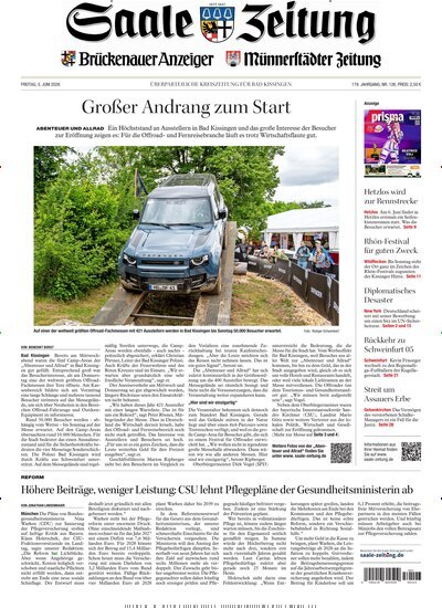Titelbild der Ausgabe 126/2026 von Saale Zeitung. Diese Zeitschrift und viele weitere Zeitungsabos als Abo oder epaper bei United Kiosk online kaufen.