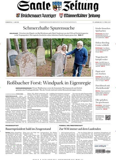 Titelbild der Ausgabe 131/2026 von Saale Zeitung. Diese Zeitschrift und viele weitere Zeitungsabos als Abo oder epaper bei United Kiosk online kaufen.