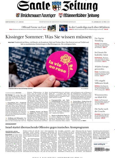 Titelbild der Ausgabe 135/2025 von Saale Zeitung. Diese Zeitschrift und viele weitere Zeitungsabos als Abo oder epaper bei United Kiosk online kaufen.