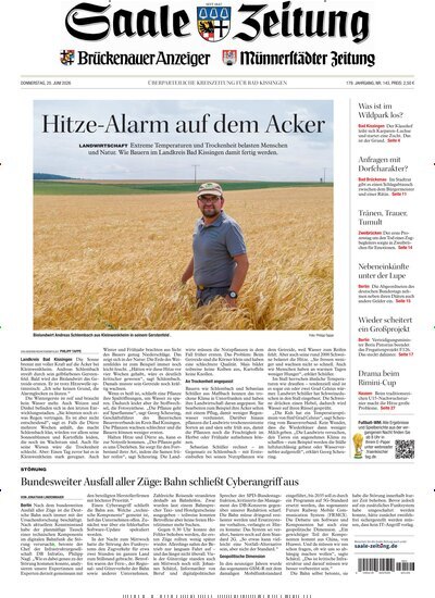 Titelbild der Ausgabe 143/2026 von Saale Zeitung. Diese Zeitschrift und viele weitere Zeitungsabos als Abo oder epaper bei United Kiosk online kaufen.
