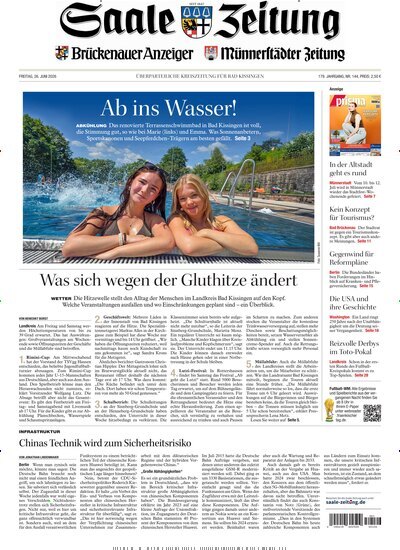 Titelbild der Ausgabe 144/2026 von Saale Zeitung. Diese Zeitschrift und viele weitere Zeitungsabos als Abo oder epaper bei United Kiosk online kaufen.