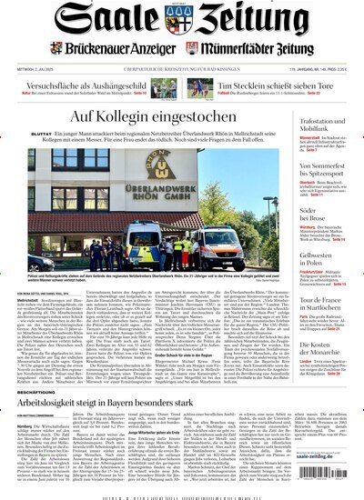 Titelbild der Ausgabe 149/2025 von Saale Zeitung. Diese Zeitschrift und viele weitere Zeitungsabos als Abo oder epaper bei United Kiosk online kaufen.