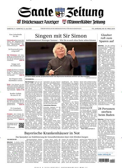 Titelbild der Ausgabe 157/2026 von Saale Zeitung. Diese Zeitschrift und viele weitere Zeitungsabos als Abo oder epaper bei United Kiosk online kaufen.