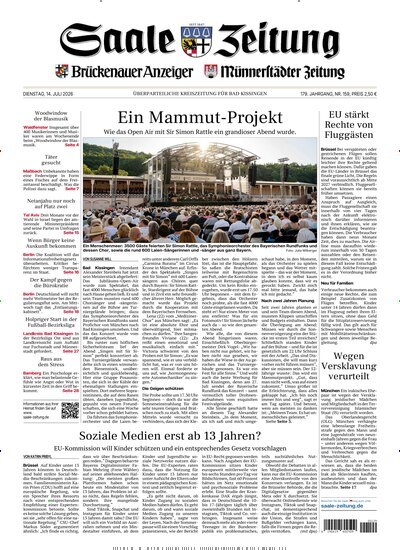Titelbild der Ausgabe 159/2026 von Saale Zeitung. Diese Zeitschrift und viele weitere Zeitungsabos als Abo oder epaper bei United Kiosk online kaufen.