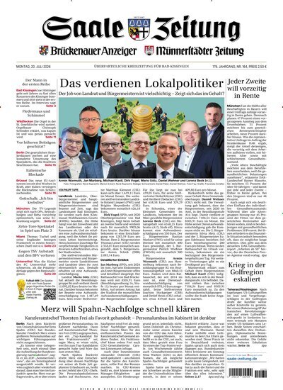 Titelbild der Ausgabe 164/2026 von Saale Zeitung. Diese Zeitschrift und viele weitere Zeitungsabos als Abo oder epaper bei United Kiosk online kaufen.
