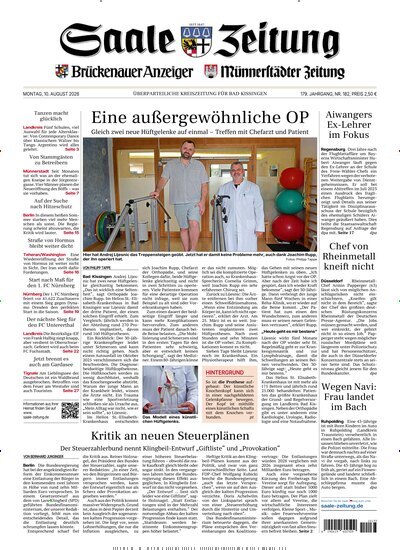 Titelbild der Ausgabe 182/2026 von Saale Zeitung. Diese Zeitschrift und viele weitere Zeitungsabos als Abo oder epaper bei United Kiosk online kaufen.