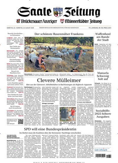 Titelbild der Ausgabe 193/2026 von Saale Zeitung. Diese Zeitschrift und viele weitere Zeitungsabos als Abo oder epaper bei United Kiosk online kaufen.