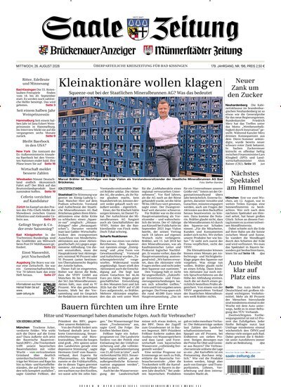 Titelbild der Ausgabe 196/2026 von Saale Zeitung. Diese Zeitschrift und viele weitere Zeitungsabos als Abo oder epaper bei United Kiosk online kaufen.