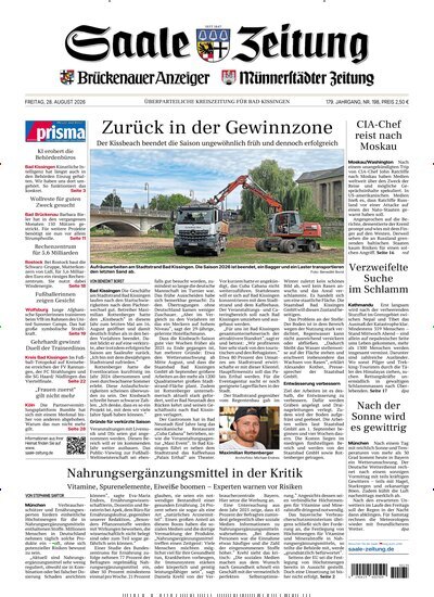 Titelbild der Ausgabe 198/2026 von Saale Zeitung. Diese Zeitschrift und viele weitere Zeitungsabos als Abo oder epaper bei United Kiosk online kaufen.