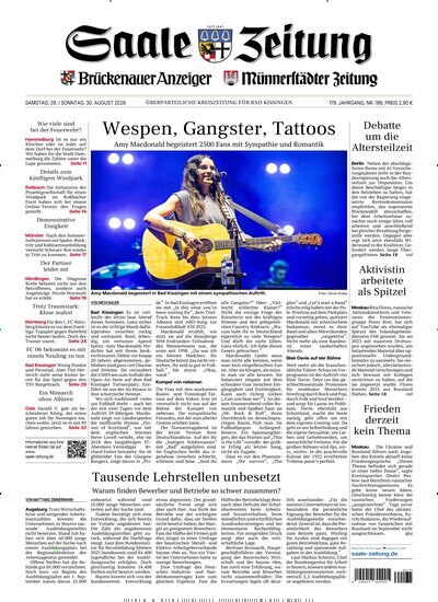 Titelbild der Ausgabe 199/2026 von Saale Zeitung. Diese Zeitschrift und viele weitere Zeitungsabos als Abo oder epaper bei United Kiosk online kaufen.