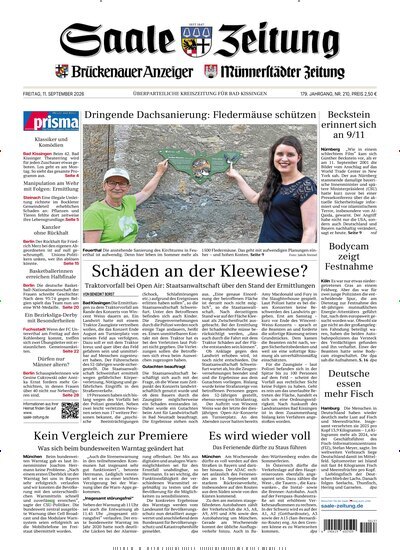 Titelbild der Ausgabe 210/2026 von Saale Zeitung. Diese Zeitschrift und viele weitere Zeitungsabos als Abo oder epaper bei United Kiosk online kaufen.
