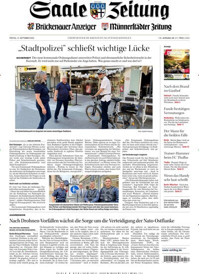 Titelbild der Ausgabe 211/2025 von Saale Zeitung. Diese Zeitschrift und viele weitere Zeitungsabos als Abo oder epaper bei United Kiosk online kaufen.