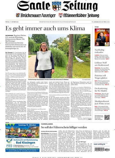 Titelbild der Ausgabe 240/2025 von Saale Zeitung. Diese Zeitschrift und viele weitere Zeitungsabos als Abo oder epaper bei United Kiosk online kaufen.