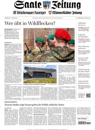 Titelbild der Ausgabe 245/2025 von Saale Zeitung. Diese Zeitschrift und viele weitere Zeitungsabos als Abo oder epaper bei United Kiosk online kaufen.