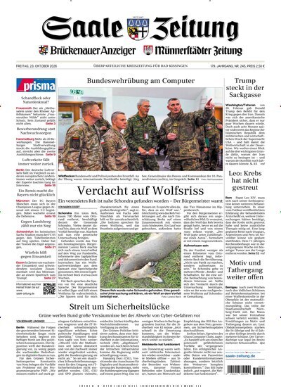 Titelbild der Ausgabe 245/2026 von Saale Zeitung. Diese Zeitschrift und viele weitere Zeitungsabos als Abo oder epaper bei United Kiosk online kaufen.