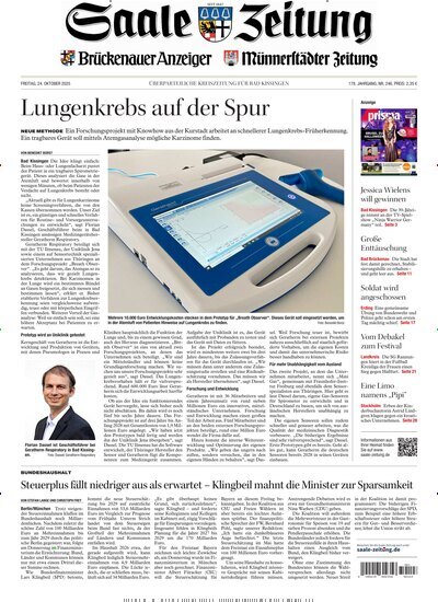 Titelbild der Ausgabe 246/2025 von Saale Zeitung. Diese Zeitschrift und viele weitere Zeitungsabos als Abo oder epaper bei United Kiosk online kaufen.