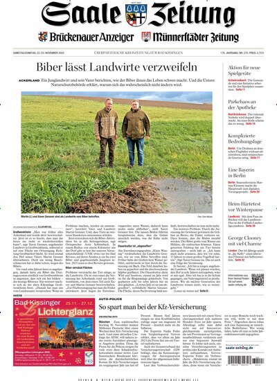 Titelbild der Ausgabe 270/2025 von Saale Zeitung. Diese Zeitschrift und viele weitere Zeitungsabos als Abo oder epaper bei United Kiosk online kaufen.