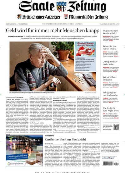 Titelbild der Ausgabe 282/2025 von Saale Zeitung. Diese Zeitschrift und viele weitere Zeitungsabos als Abo oder epaper bei United Kiosk online kaufen.